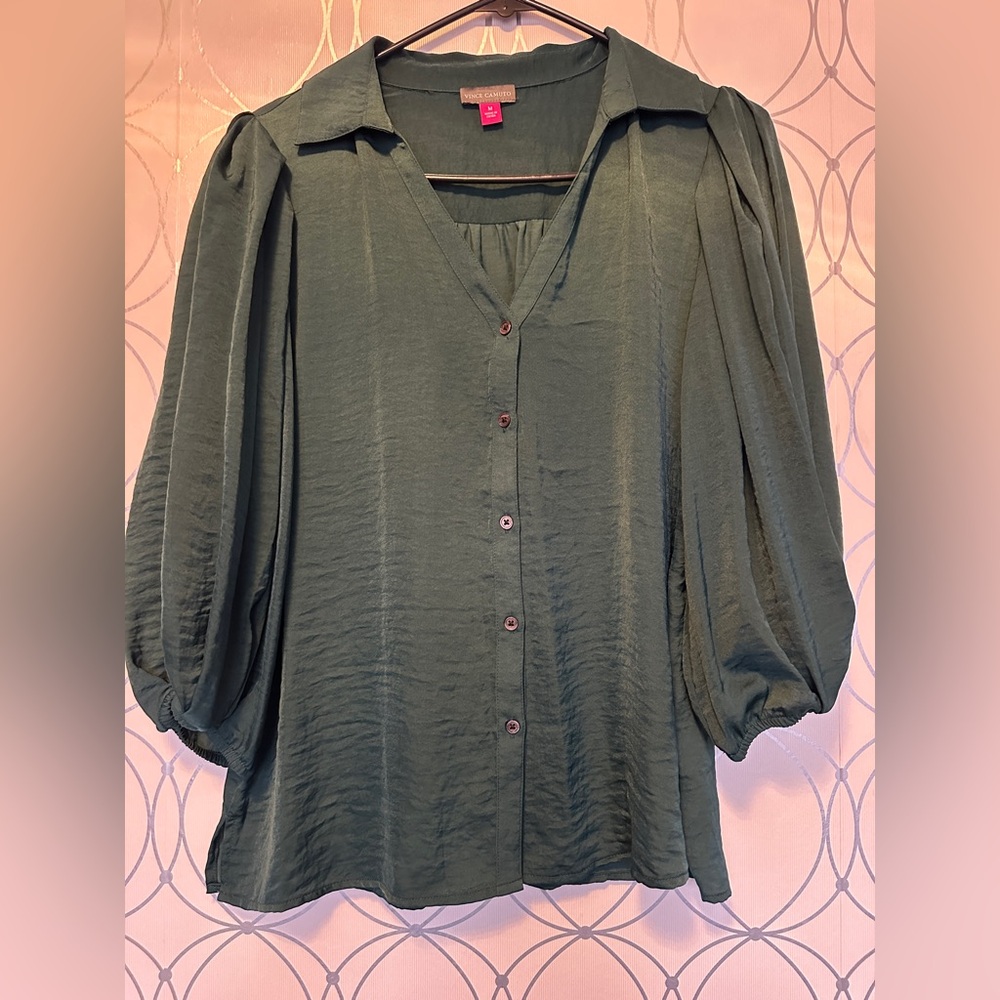 Vince Camuto Balloon Green Women's Blouse